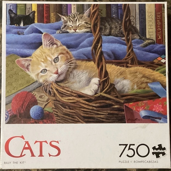 2 FOR 1! BUFFALO 750 PIECE PUZZLES “CATS” LINE WORKED ONCE - Picture 2 of 5
